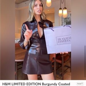 H&M LIMITED EDITION Burgundy Coated Faux Patent Leather skirt